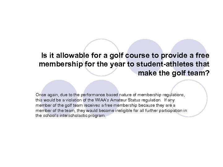 Is it allowable for a golf course to provide a free membership for the