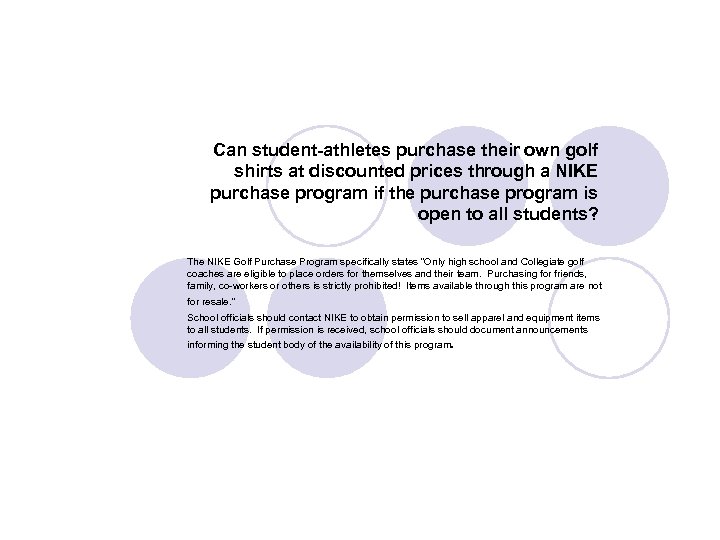Can student-athletes purchase their own golf shirts at discounted prices through a NIKE purchase