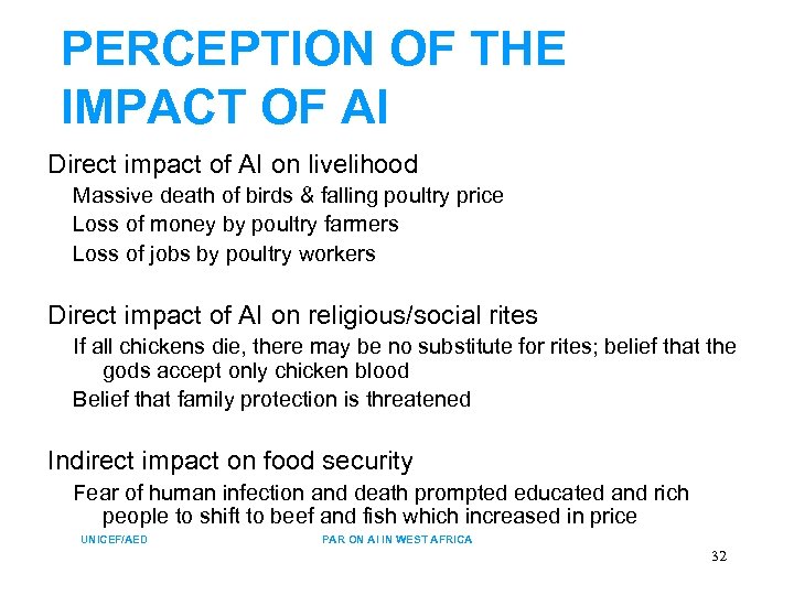 PERCEPTION OF THE IMPACT OF AI Direct impact of AI on livelihood Massive death