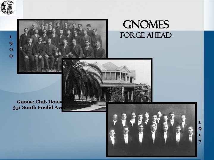 gnomes 1 9 0 0 forge ahead Gnome Club House 351 South Euclid Ave.