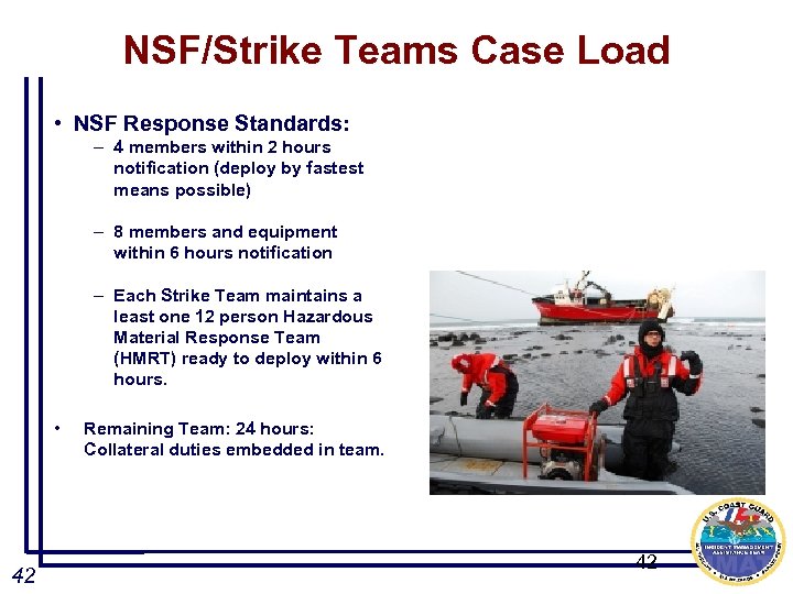 NSF/Strike Teams Case Load • NSF Response Standards: – 4 members within 2 hours