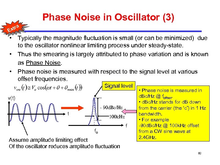 Phase Noise in Oscillator (3) tra Ex • Typically the magnitude fluctuation is small