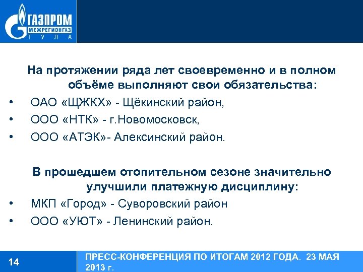  • • • На протяжении ряда лет своевременно и в полном объёме выполняют