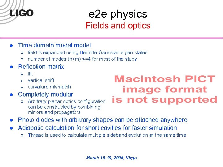 e 2 e physics Fields and optics l Time domain modal model » field