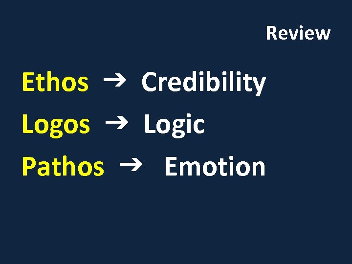 Review Ethos Credibility Logos Logic Pathos Emotion 