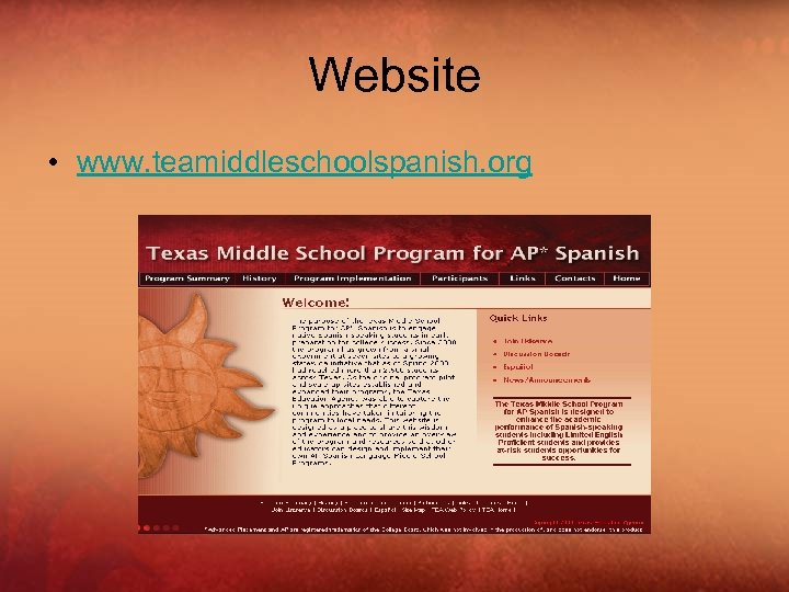 Website • www. teamiddleschoolspanish. org 