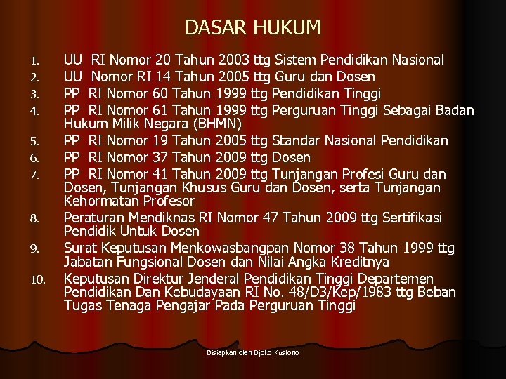 DASAR HUKUM 1. 2. 3. 4. 5. 6. 7. 8. 9. 10. UU RI