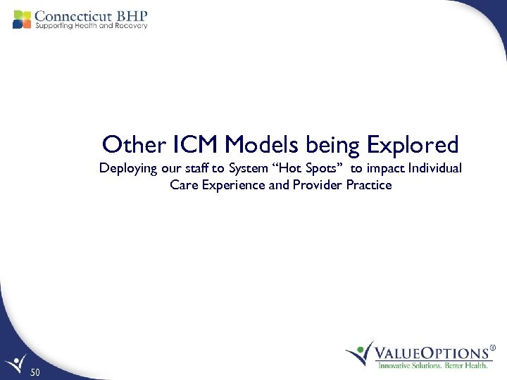 Other ICM Models being Explored Deploying our staff to System “Hot Spots” to impact