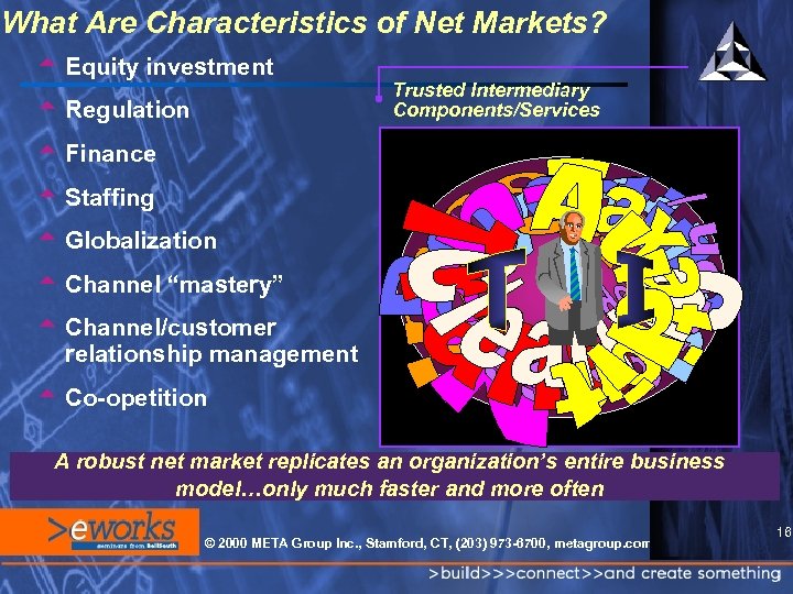 What Are Characteristics of Net Markets? t Equity investment t Regulation Trusted Intermediary Components/Services