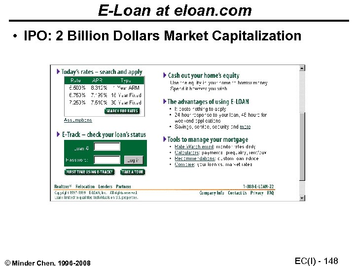 E-Loan at eloan. com • IPO: 2 Billion Dollars Market Capitalization © Minder Chen,