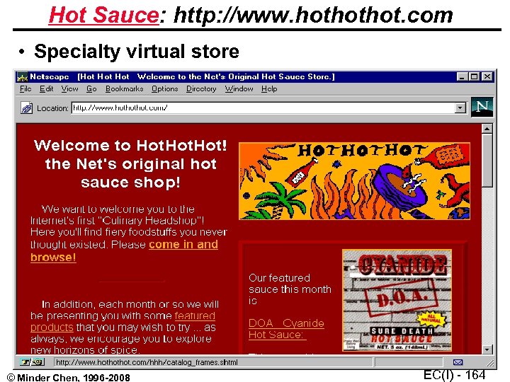 Hot Sauce: http: //www. hothothot. com • Specialty virtual store © Minder Chen, 1996
