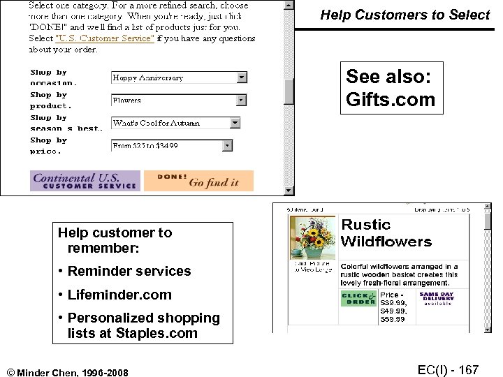 Help Customers to Select See also: Gifts. com Help customer to remember: • Reminder