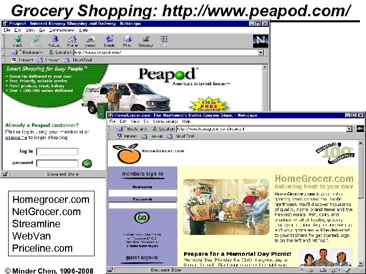 Grocery Shopping: http: //www. peapod. com/ Homegrocer. com Net. Grocer. com Streamline Web. Van