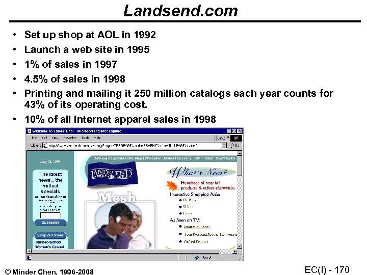 Landsend. com • • • Set up shop at AOL in 1992 Launch a