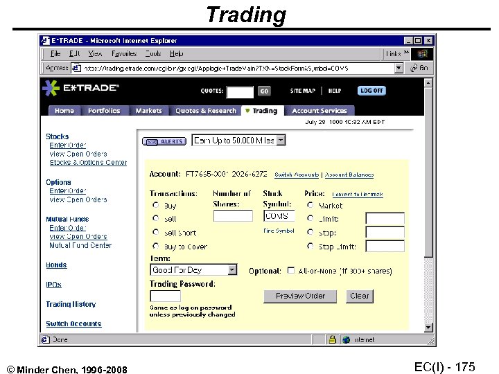Trading © Minder Chen, 1996 -2008 EC(I) - 175 