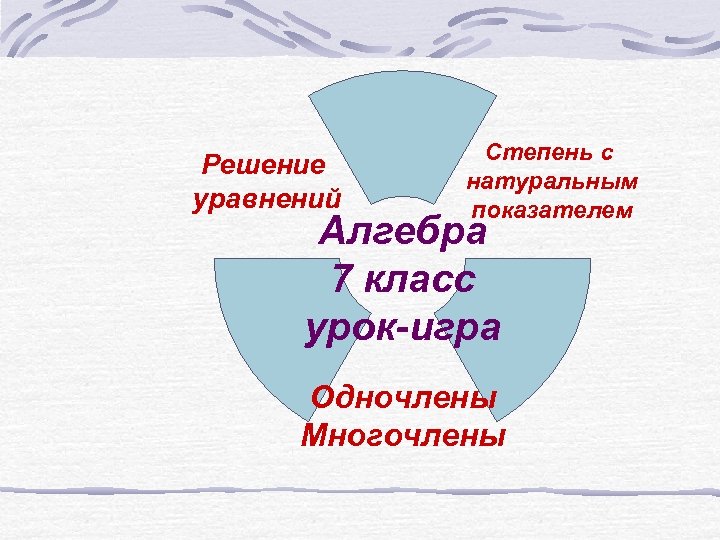 Решение уравнений Степень с натуральным показателем Алгебра 7 класс урок-игра Одночлены Многочлены 