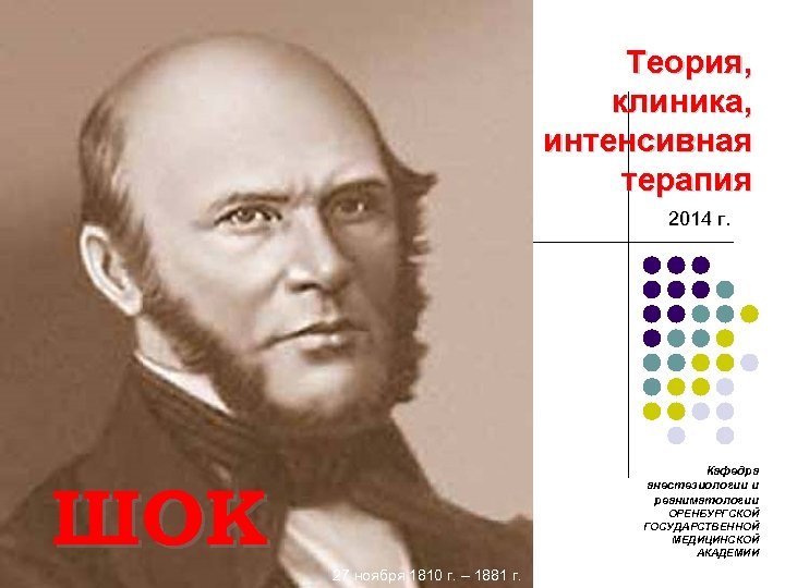 Теория, клиника, интенсивная терапия 2014 г. Кафедра анестезиологии и реаниматологии ШОК ОРЕНБУРГСКОЙ ГОСУДАРСТВЕННОЙ МЕДИЦИНСКОЙ