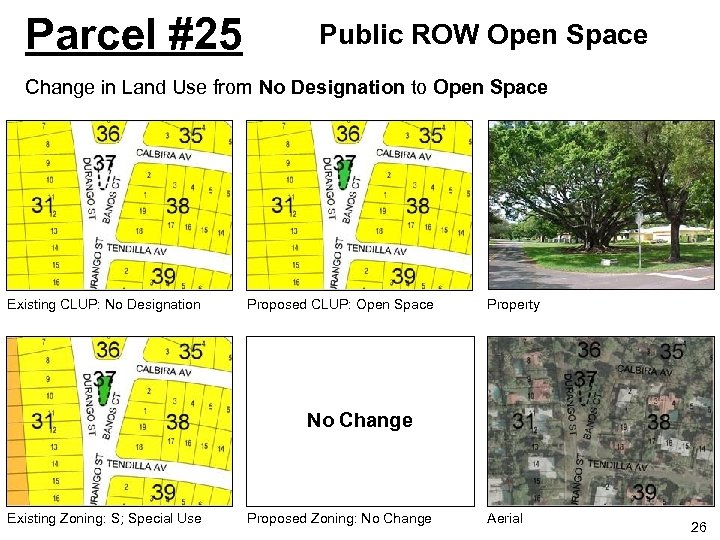 Parcel #25 Public ROW Open Space Change in Land Use from No Designation to