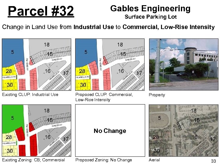 Parcel #32 Gables Engineering Surface Parking Lot Change in Land Use from Industrial Use