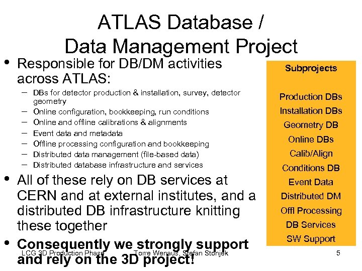  • ATLAS Database / Data Management Project Responsible for DB/DM activities across ATLAS: