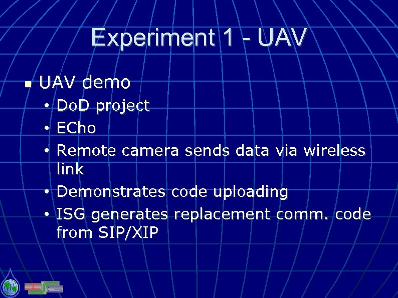 Experiment 1 - UAV demo Do. D project ECho Remote camera sends data via