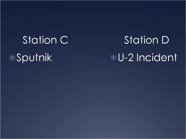 Station C ÜSputnik Station D ÜU-2 Incident 