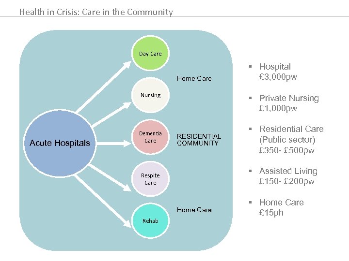 Health in Crisis: Care in the Community Day Care Home Care Nursing Dementia Acute