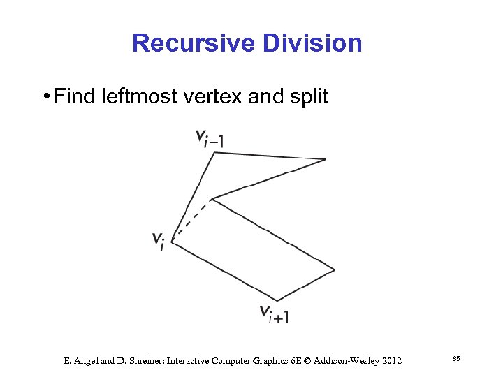 Recursive Division • Find leftmost vertex and split E. Angel and D. Shreiner: Interactive