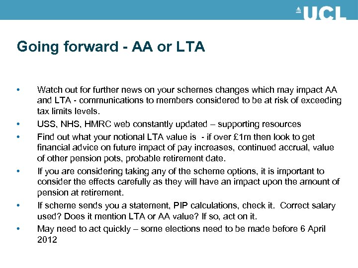 Going forward - AA or LTA • • • Watch out for further news
