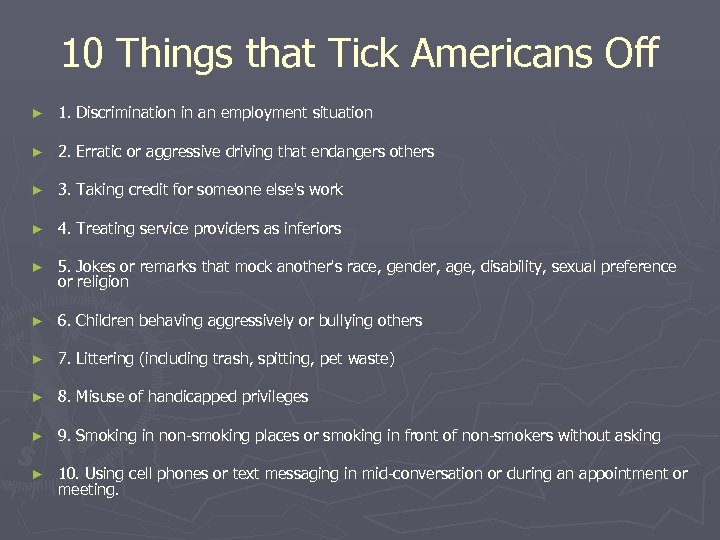 10 Things that Tick Americans Off ► 1. Discrimination in an employment situation ►