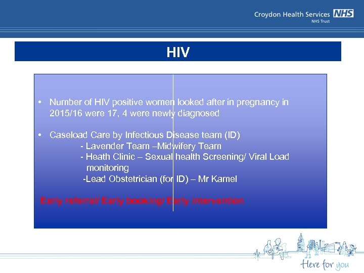 HIV • Number of HIV positive women looked after in pregnancy in 2015/16 were