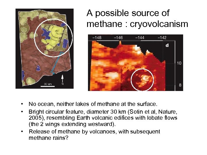 A possible source of methane : cryovolcanism • No ocean, neither lakes of methane