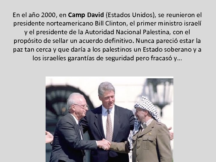 En el año 2000, en Camp David (Estados Unidos), se reunieron el presidente norteamericano