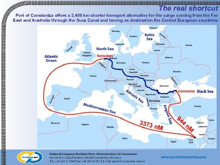 The real shortcut Port of Constantza offers a 3, 400 km shorter transport alternative