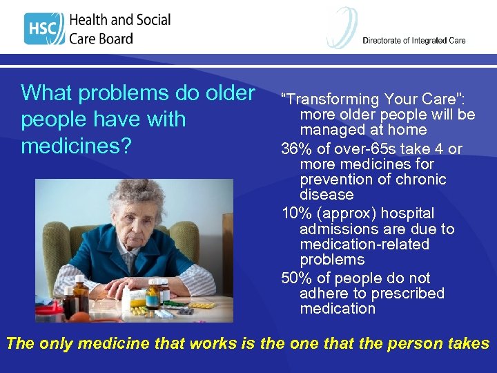 What problems do older people have with medicines? “Transforming Your Care”: more older people