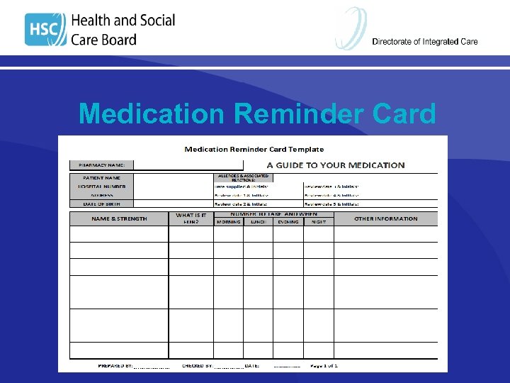 Medication Reminder Card 