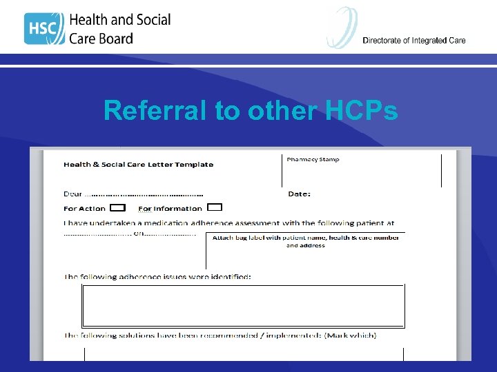 Referral to other HCPs 
