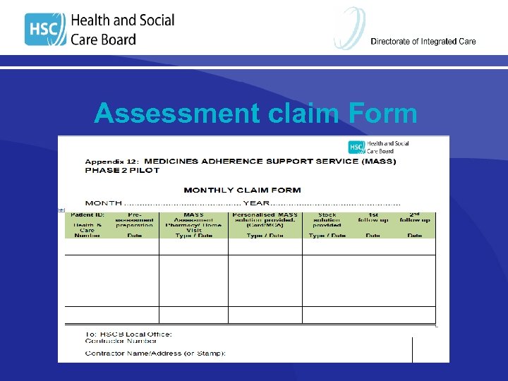 Assessment claim Form 