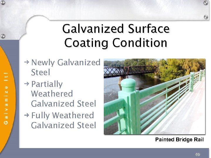 Galvanized Surface Coating Condition Newly Galvanized Steel Partially Weathered Galvanized Steel Fully Weathered Galvanized