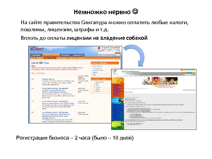 Немножко нервно На сайте правительства Сингапура можно оплатить любые налоги, пошлины, лицензии, штрафы и