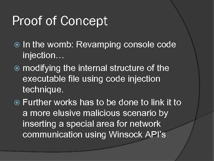 Proof of Concept In the womb: Revamping console code injection… modifying the internal structure