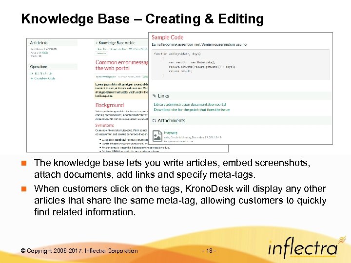 Knowledge Base – Creating & Editing The knowledge base lets you write articles, embed