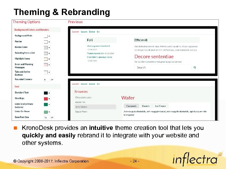 Theming & Rebranding n Krono. Desk provides an intuitive theme creation tool that lets