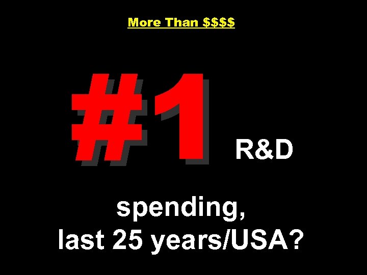 More Than $$$$ #1 R&D spending, last 25 years/USA? 