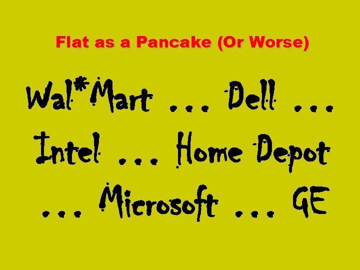 Flat as a Pancake (Or Worse) Wal*Mart … Dell … Intel … Home Depot