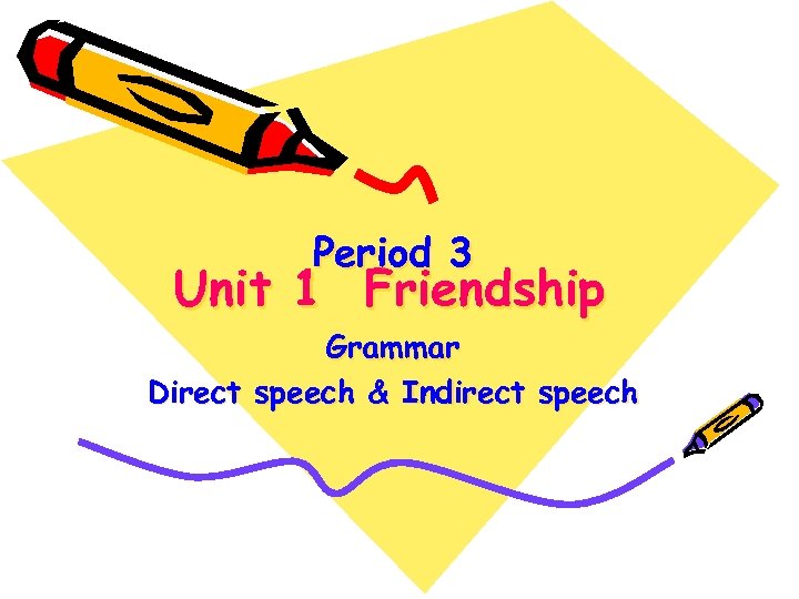 Period 3 Unit 1 Friendship Grammar Direct speech & Indirect speech 