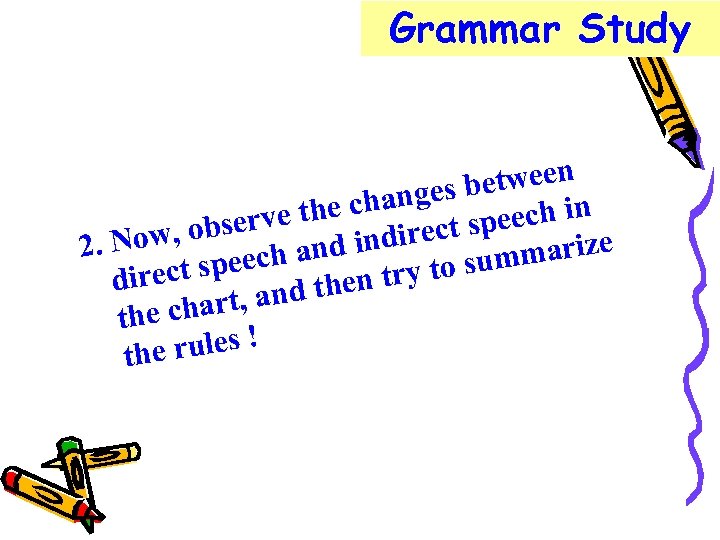 Grammar Study etween anges b ch in e the ch bserv ct spee. Now,