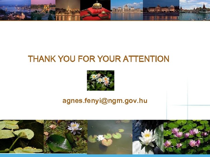 THANK YOU FOR YOUR ATTENTION agnes. fenyi@ngm. gov. hu 