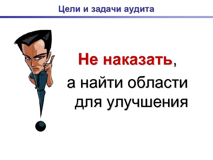 Цели и задачи аудита Не наказать, а найти области для улучшения 