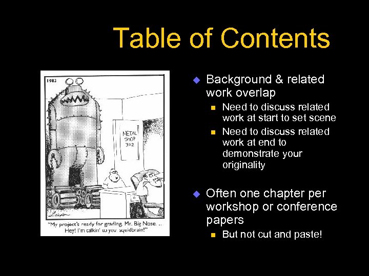 Table of Contents u Background & related work overlap n n u Need to